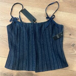 Lioness Navy Blue Striped Skirt Set NWT